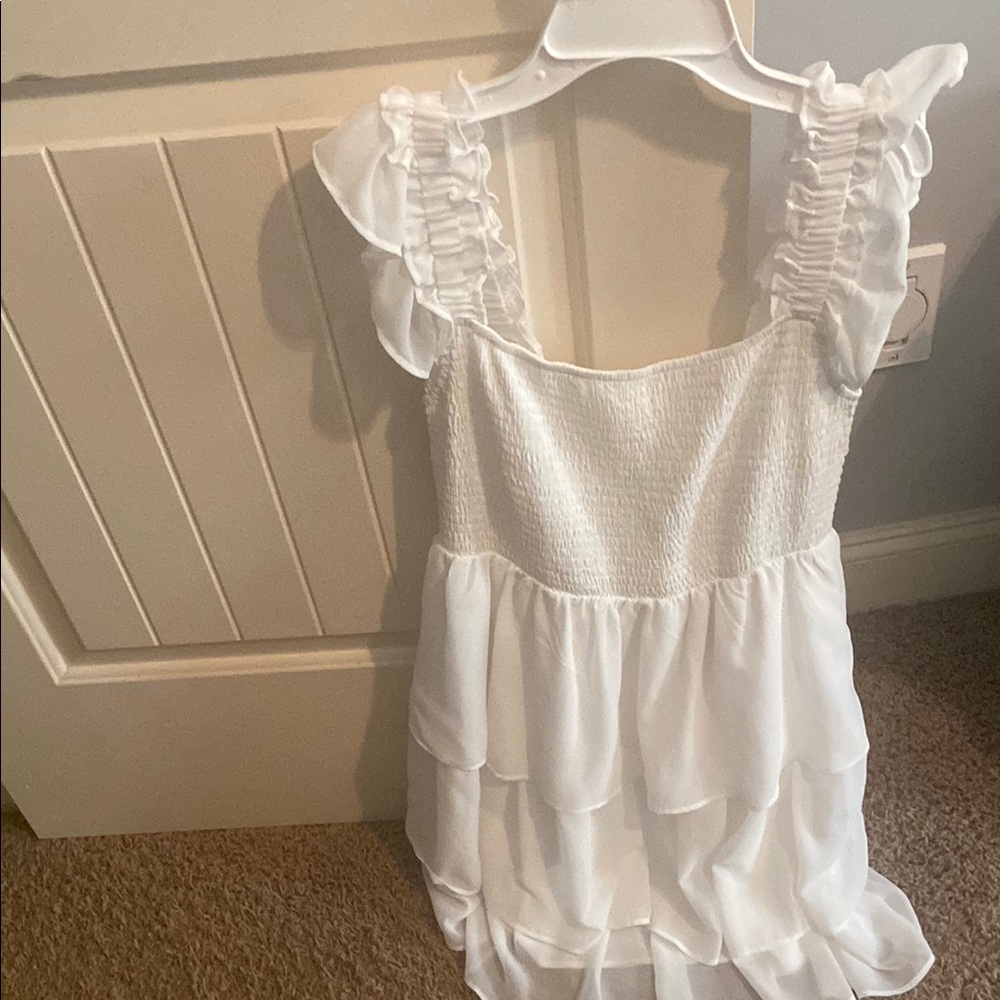 White Ruffled Sleeveless Dress